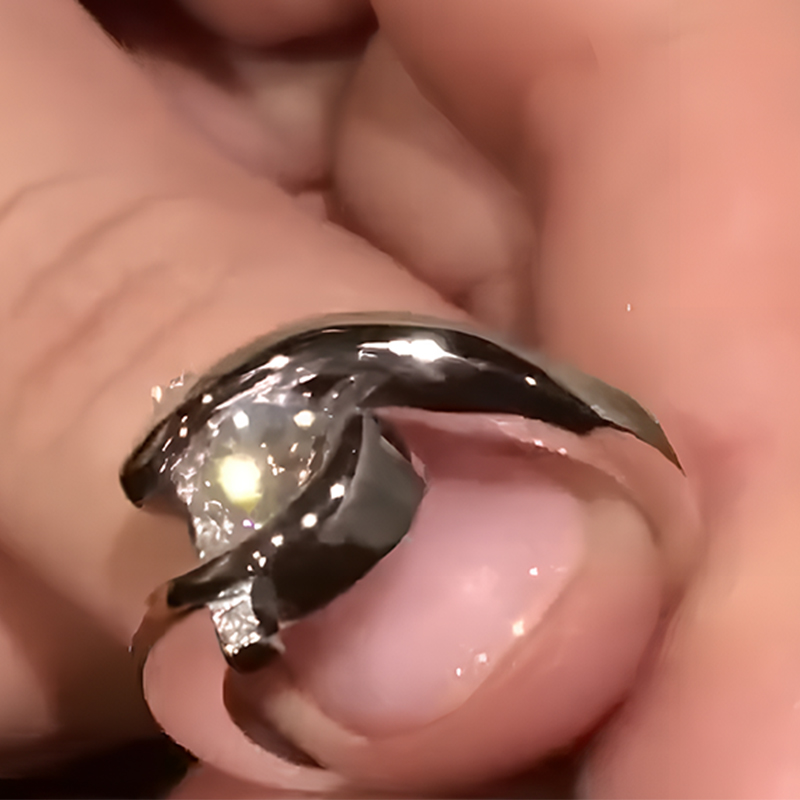 D-Shank 3ct Round Cut White Sapphire Engagement Ring