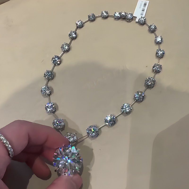 Brilliant Round Cut White Sapphire Pendant Necklace