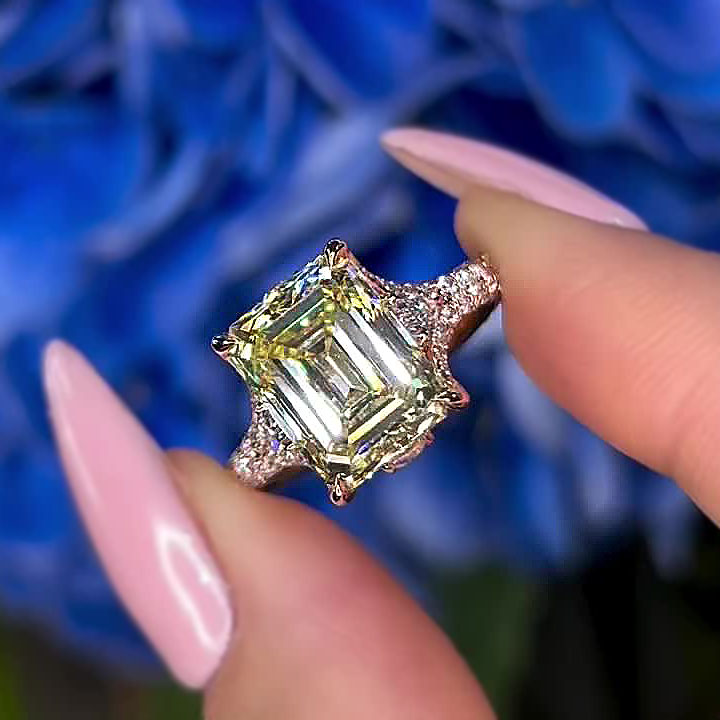5ct Emerald Cut Yellow Sapphire Engagement Ring