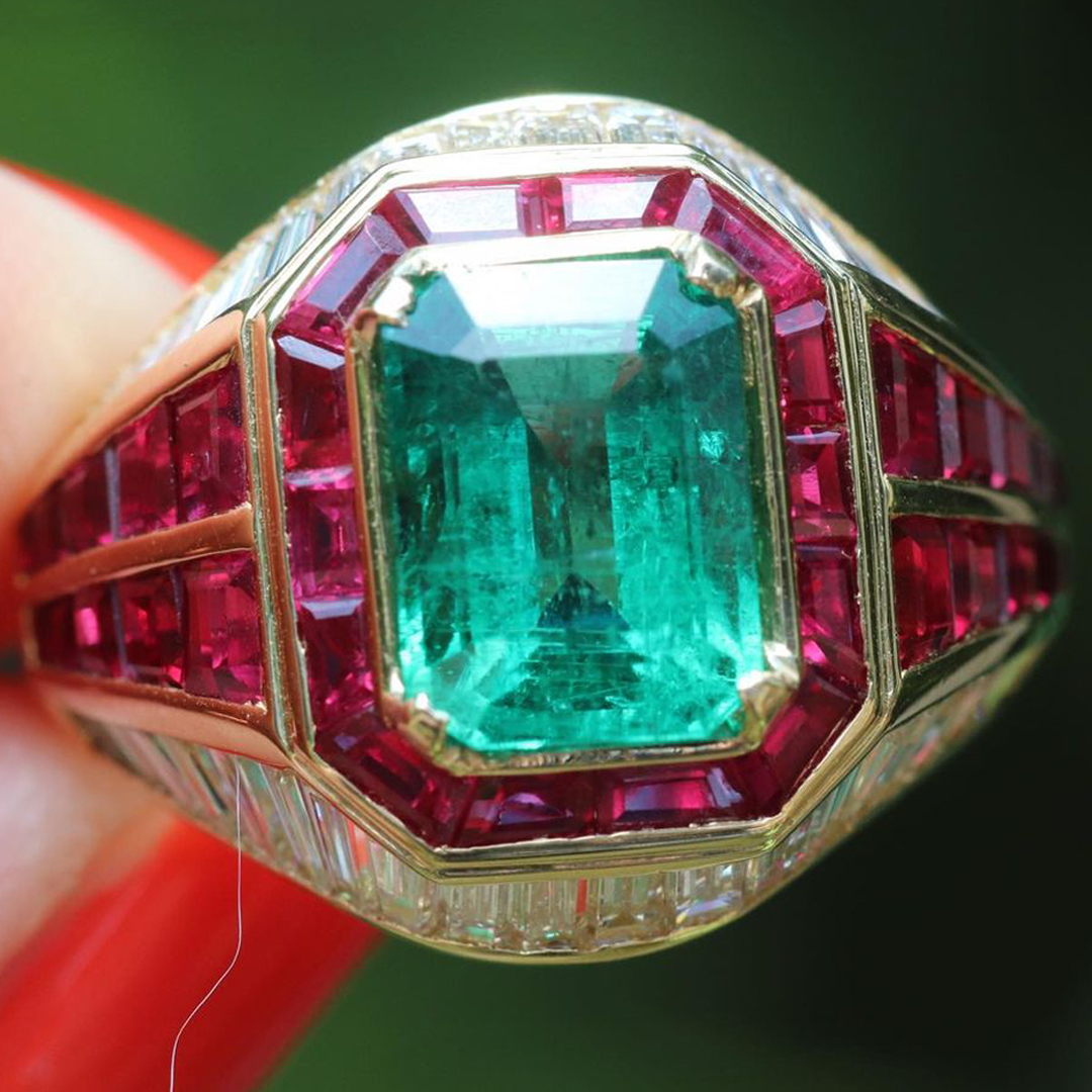 7ct Emerald Cut Emerald SapphireEngagement Ring