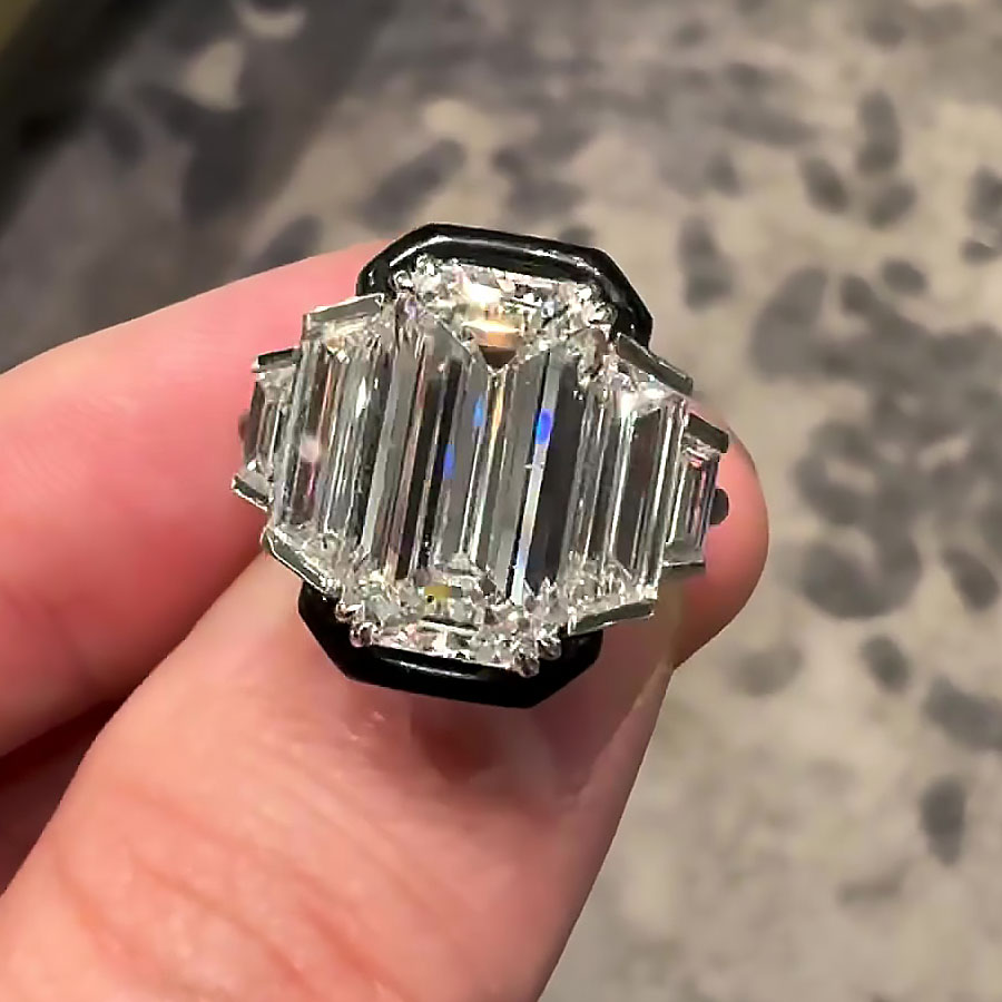 5ct Five-Stone Emerald Cut White Sapphire Engagement Ring