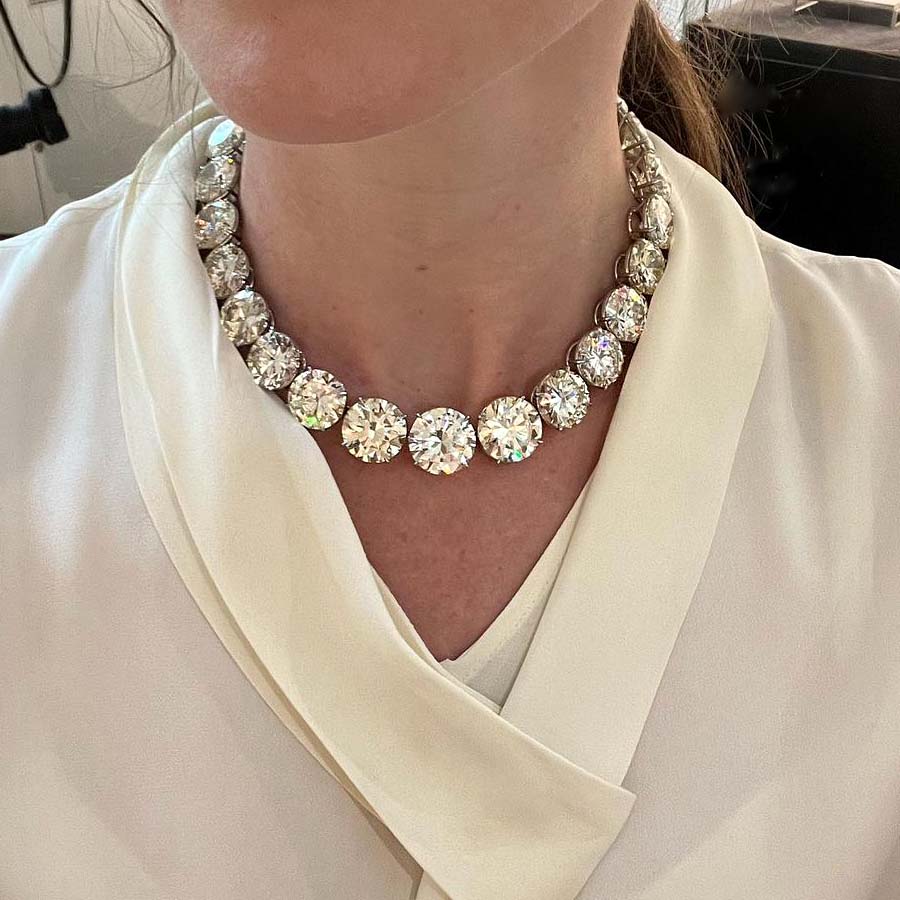 Round Cut White Sapphire Necklace