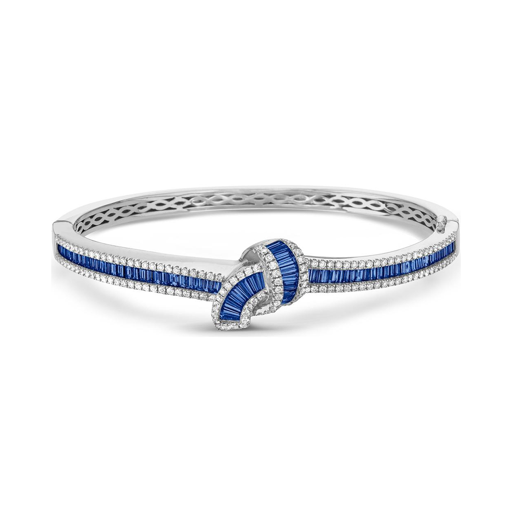 Fashion Emerald Cut Blue Sapphire Tight Knot Bracelet