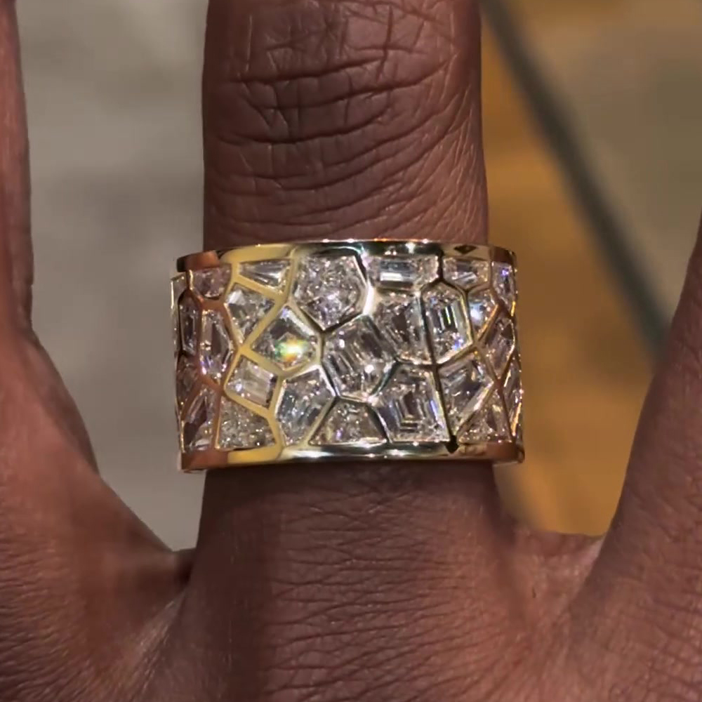 4.8ct Multi Cut Irregular White Sapphire Band for Men