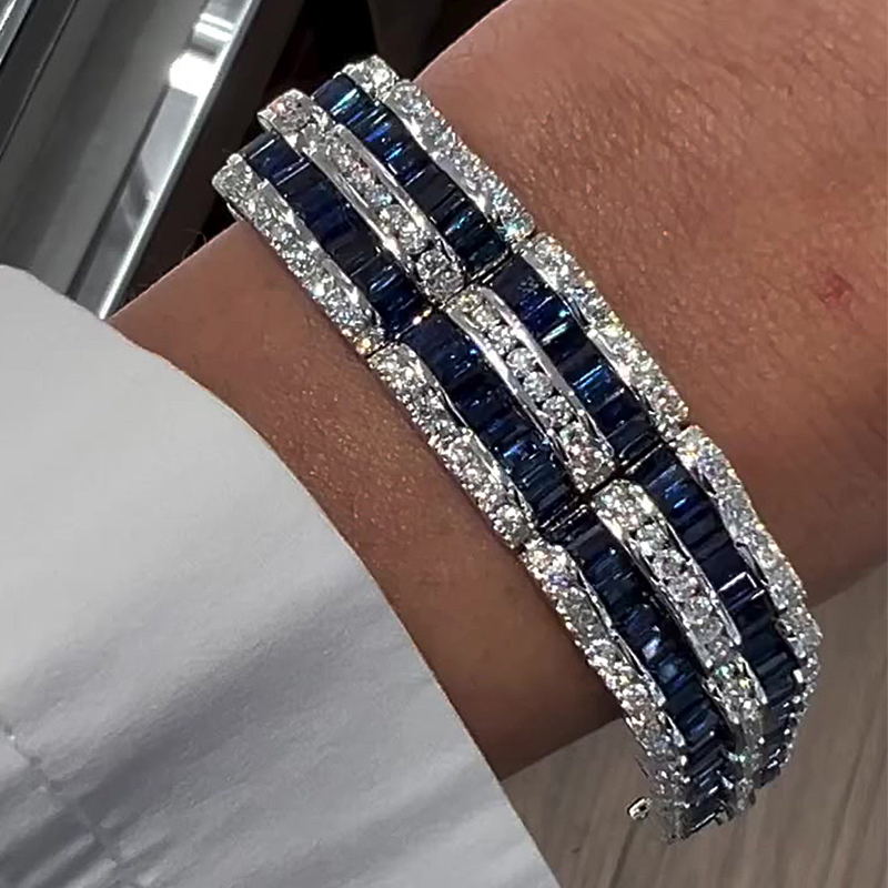 Channel Setting Two Tone Gemstone Bracelet