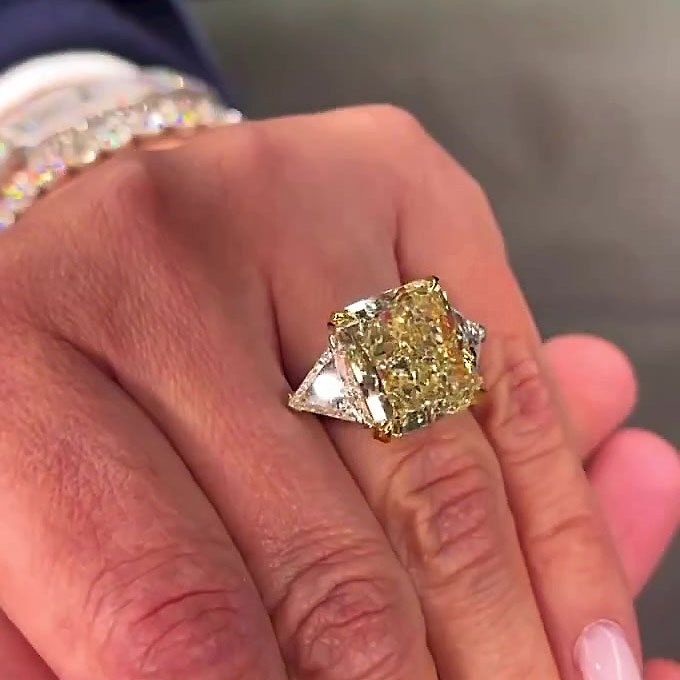 6ct Radiant Cut Yellow Sapphire Engagement Ring