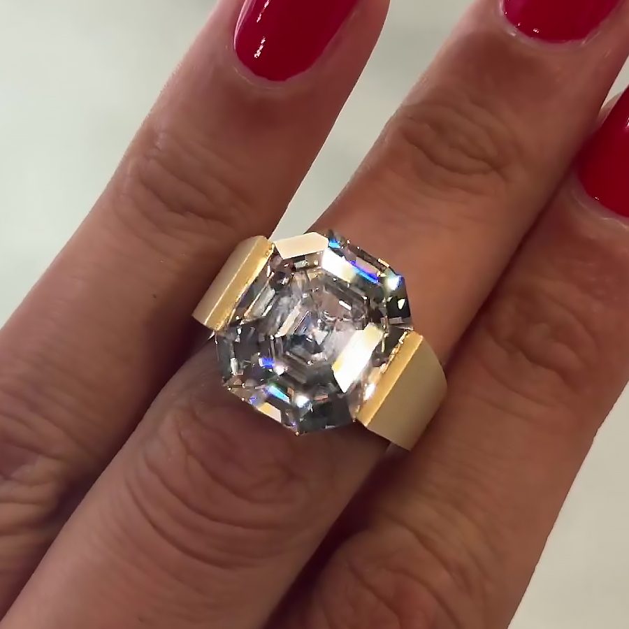 6ct Asscher Cut White Sapphire Engagement Ring