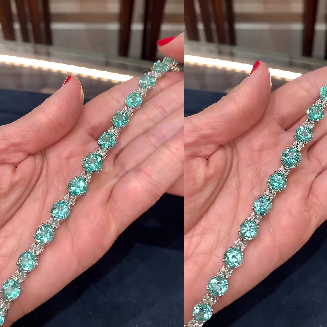 Round&Pear Cut Aquamarine Sapphire Bracelet