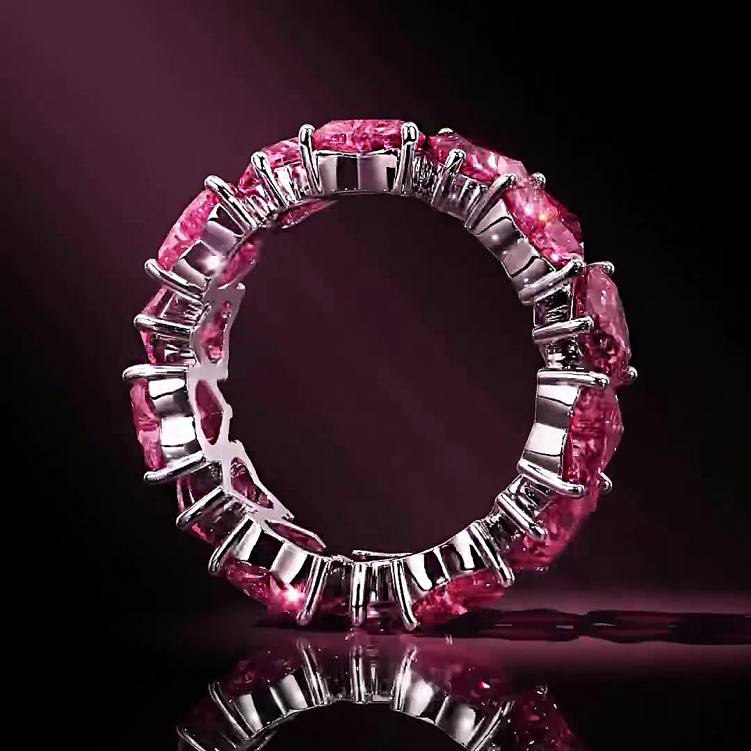 5.75ct Heart Cut Ruby ​​Sapphire Eternity Ring