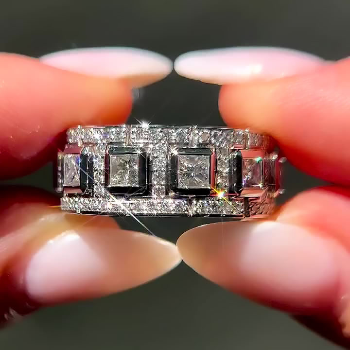 6.75ct Princess Cut White Sapphire Eternity Ring