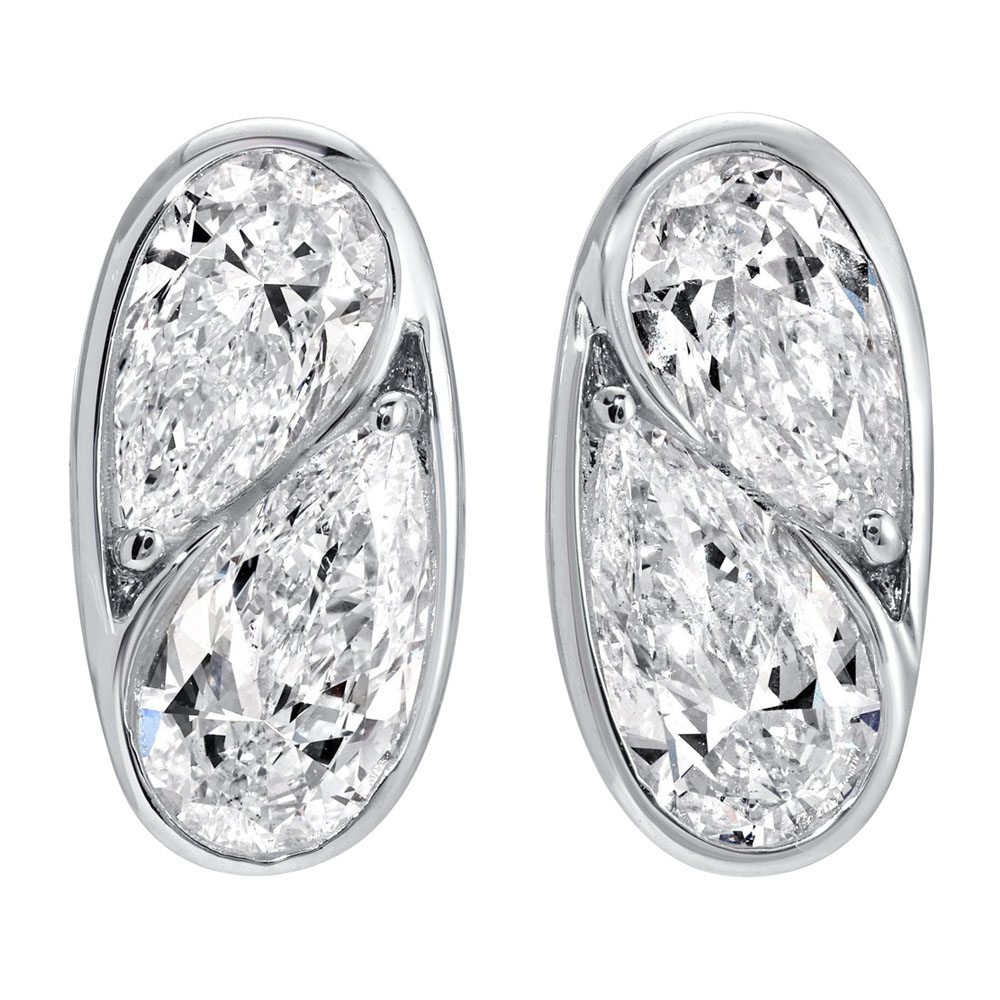 Double Pear Cut White Sapphire Stud Earrings