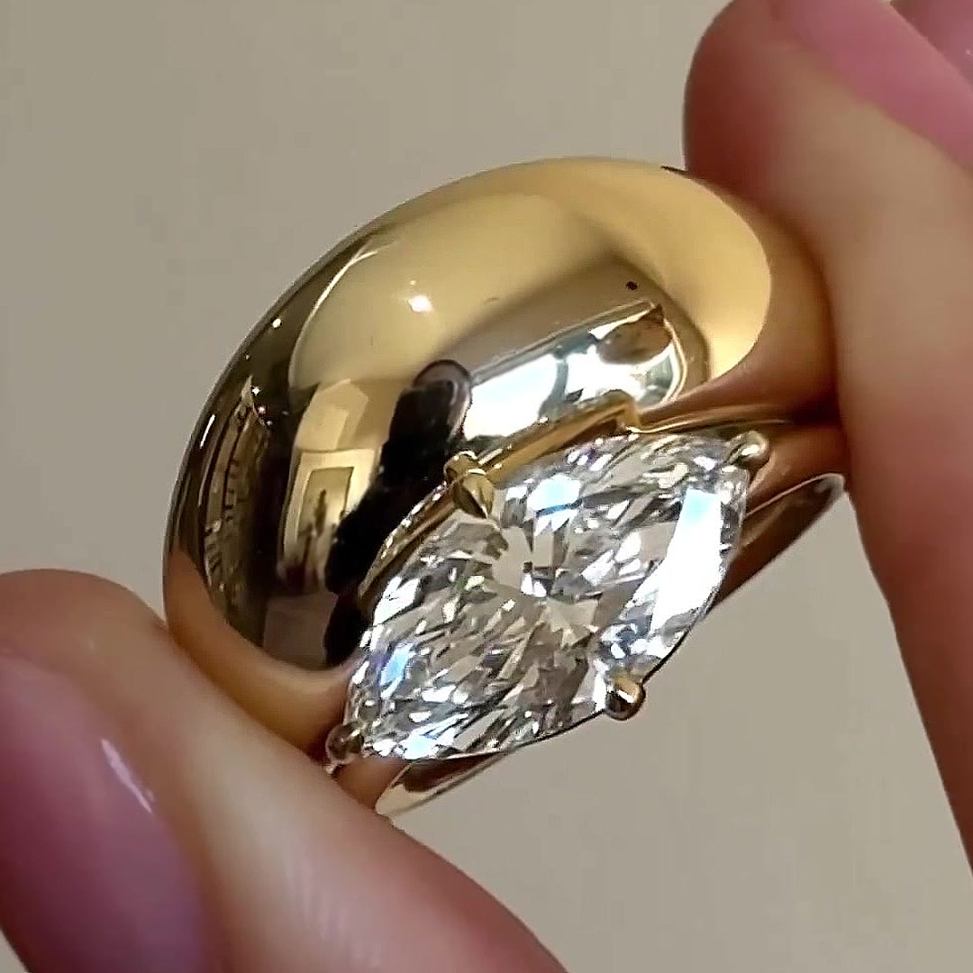 4ct Marquise Cut White Sapphire Wedding Set