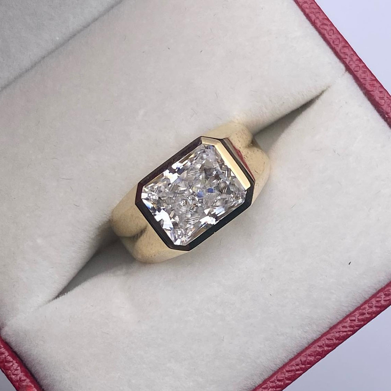 5ct Radiant Cut White Sapphire Men's Engagement Ring