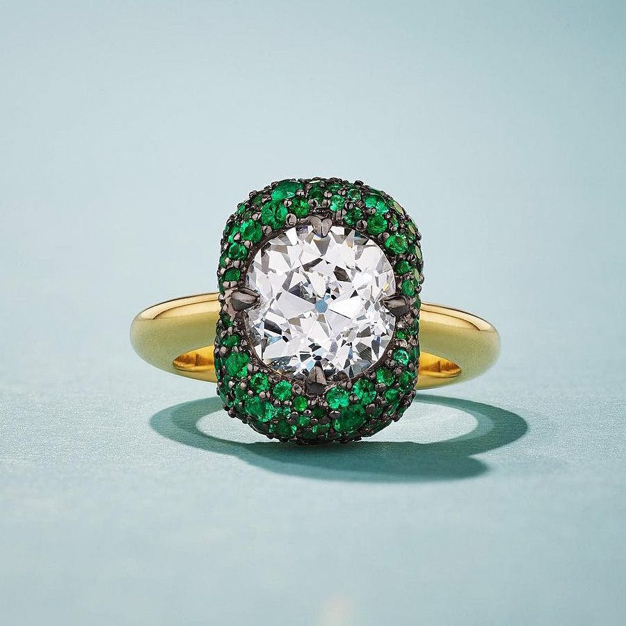 4ct Micro-pave Setting Round Cut White Sapphire Engagement Ring