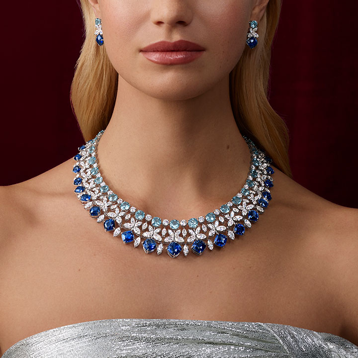 Luxury Multi-Cut Blue Sapphire Necklace