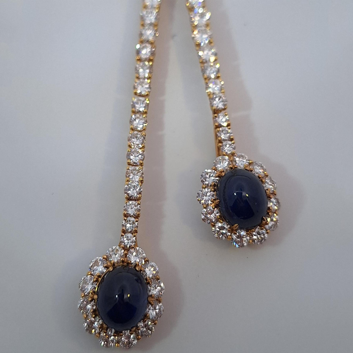 Oval Cut Blue Sapphire & Diamond Necklace