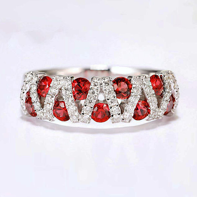 1.75ct Round Cut Ruby Sapphire Half Eternity Ring