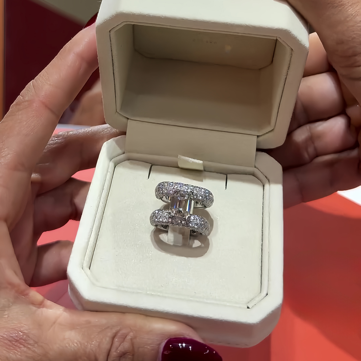 2ct Emerald Cut White Sapphire Full Diamond Ring