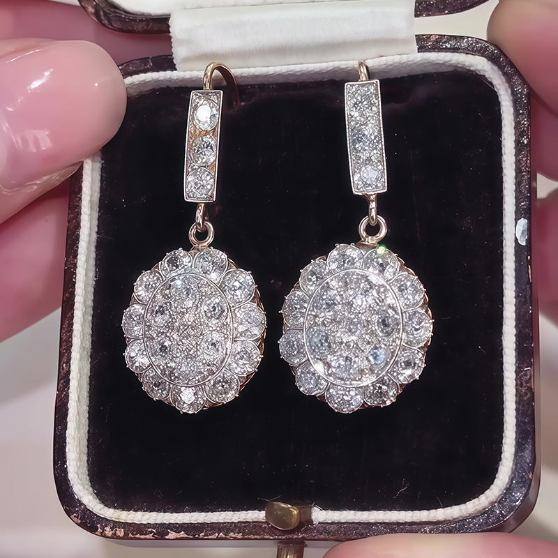 Round Cut White Sapphire Drop Earrings