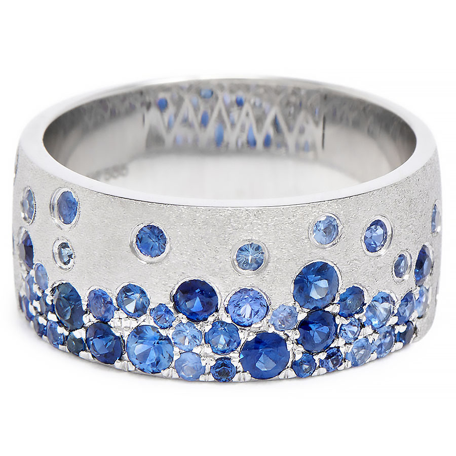 6.65ct Round Cut Blue Sapphire Eternity Ring
