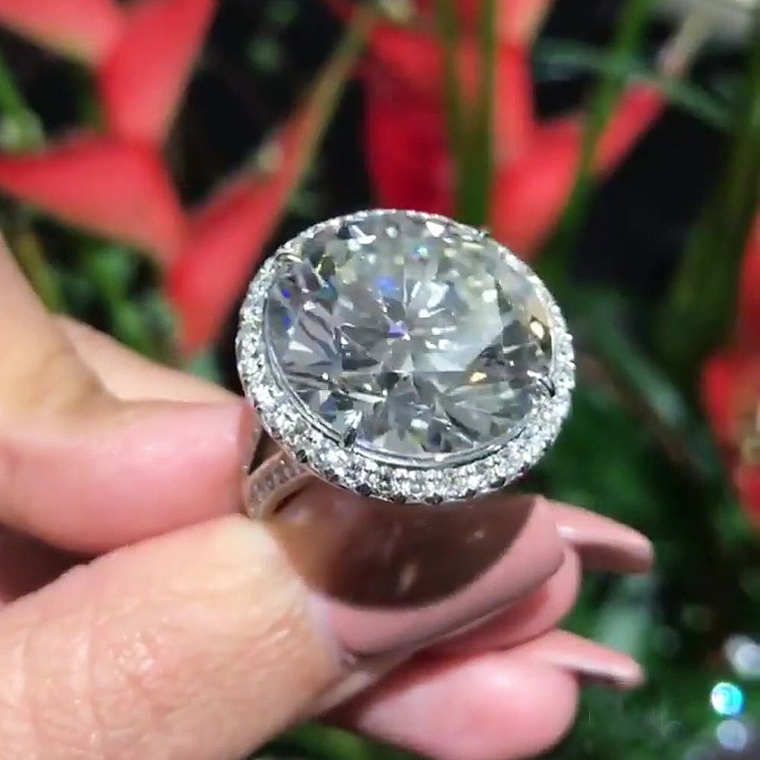 13ct Halo Round Cut White Sapphire Engagement Ring