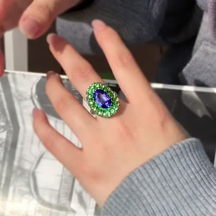 4ct Halo Oval Cut Blue Sapphire Cocktail Ring