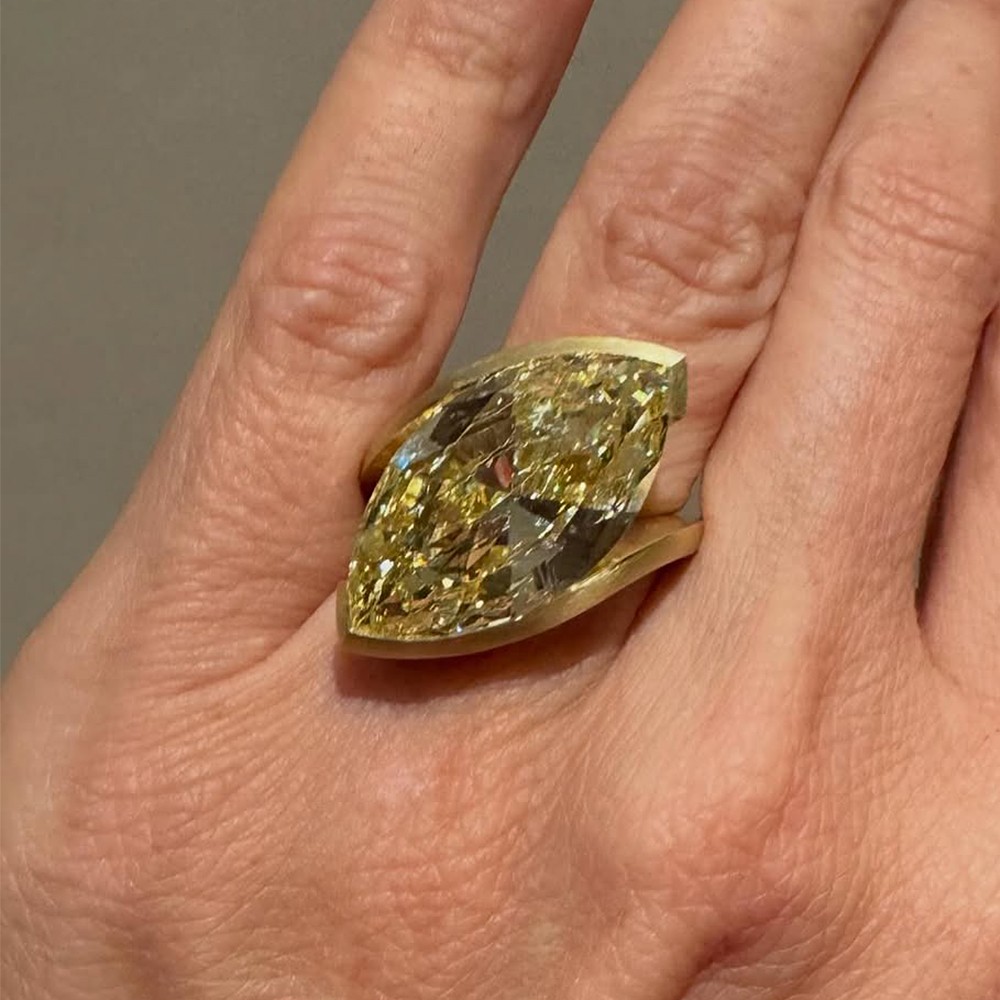 10ct Marquise Cut Yellow Sapphire Solitaire Ring