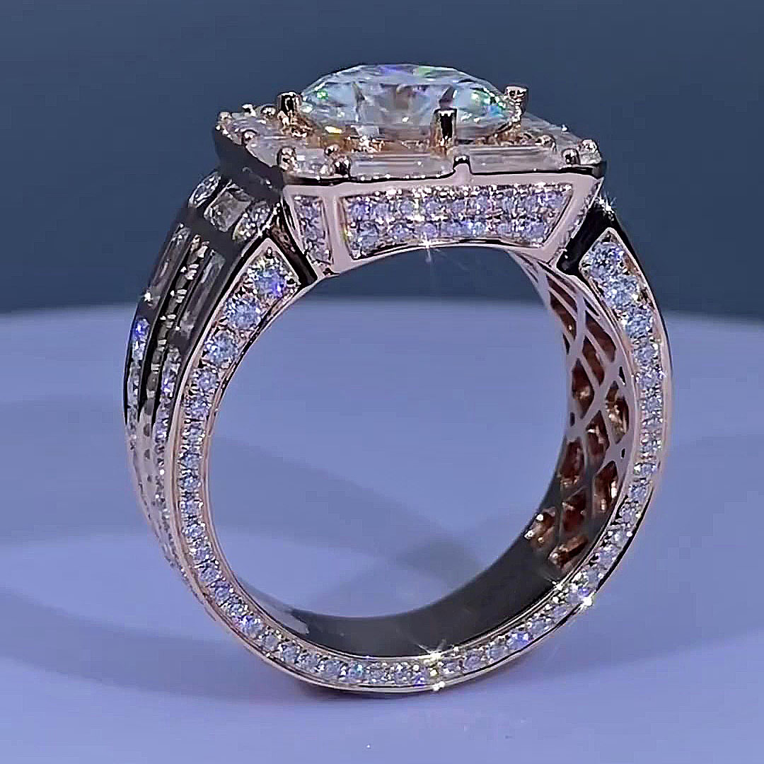 5ct Round Cut White Sapphire Men's Engagement Ring