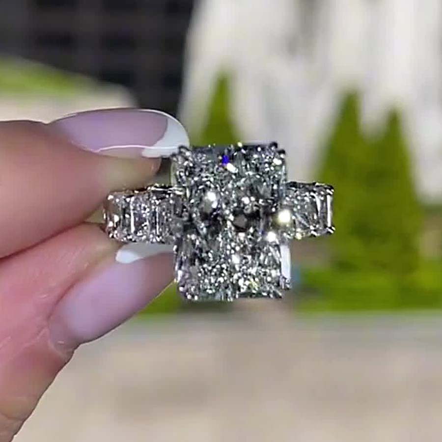 5ct Radiant Cut White Sapphire Engagement Ring