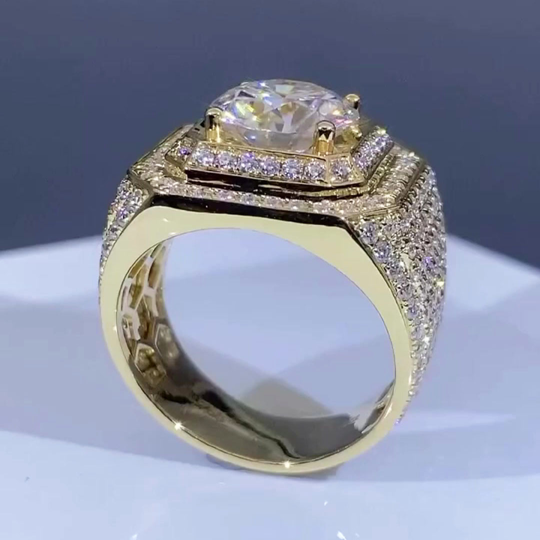 5ct Round Cut White Sapphire Men's Engagement Ring