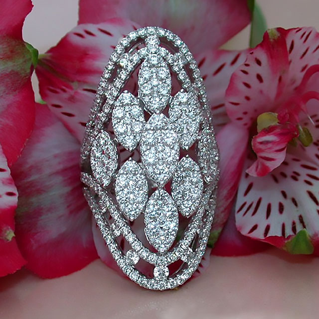 9.85ct Navette Design Round Cut White Sapphire Eternity Ring
