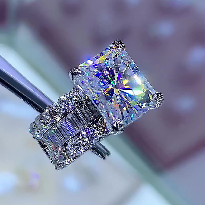 3ct Princess Cut White Sapphire Engagement Ring