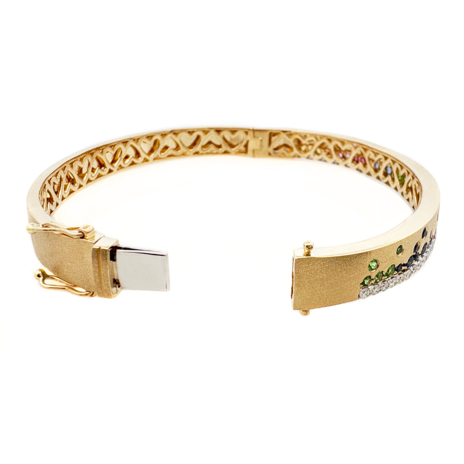 Scattered Rainbow&White Sapphire Confetti Bangle Bracelet