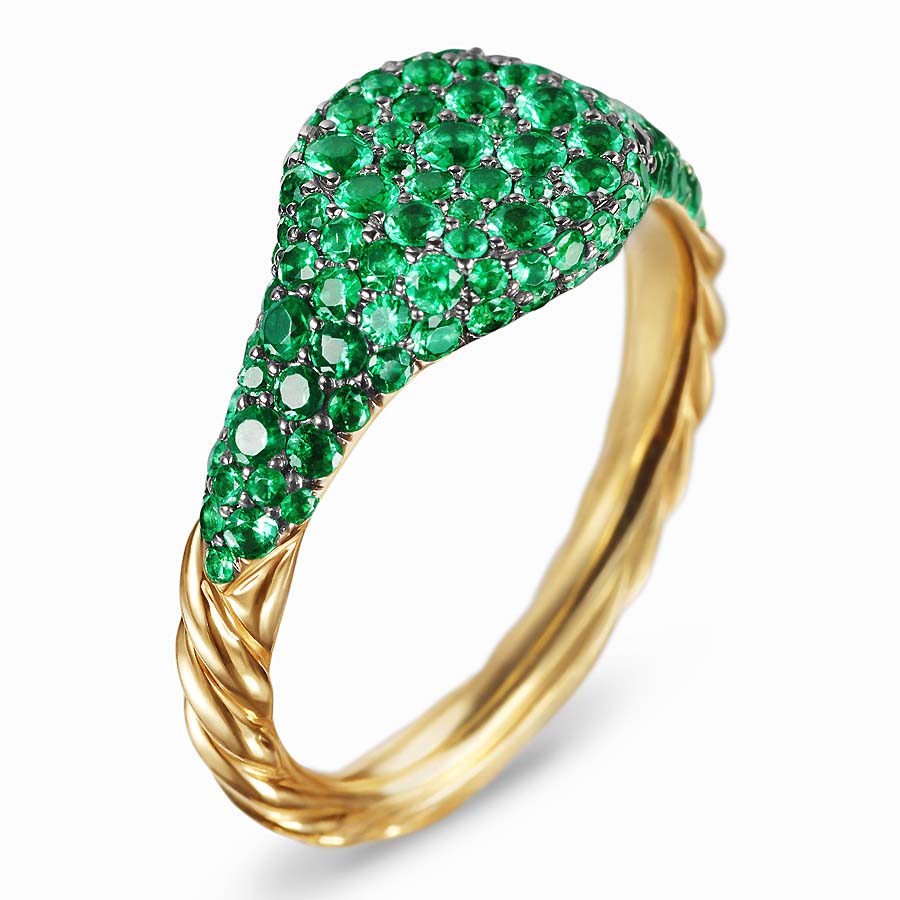 3.75ct Micro-pave Setting Round Cut Emerald Sapphire Ring