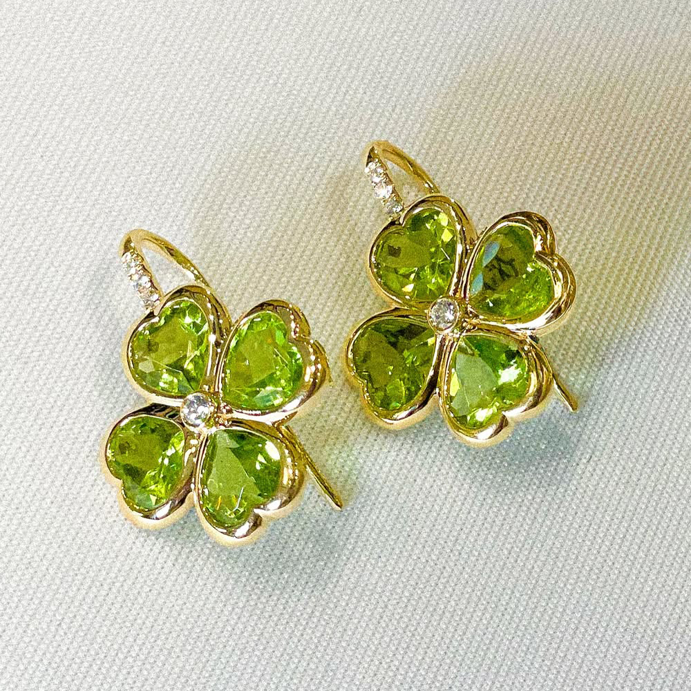 Four-Leaf Clover Peridot Earrings