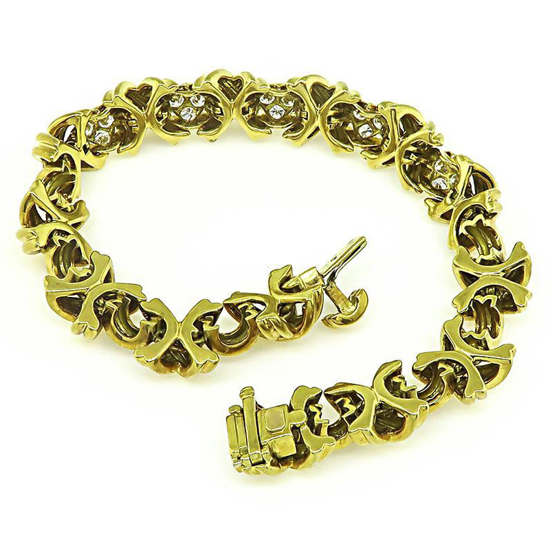 Vintage X Link Round Cut Diamond Bracelet