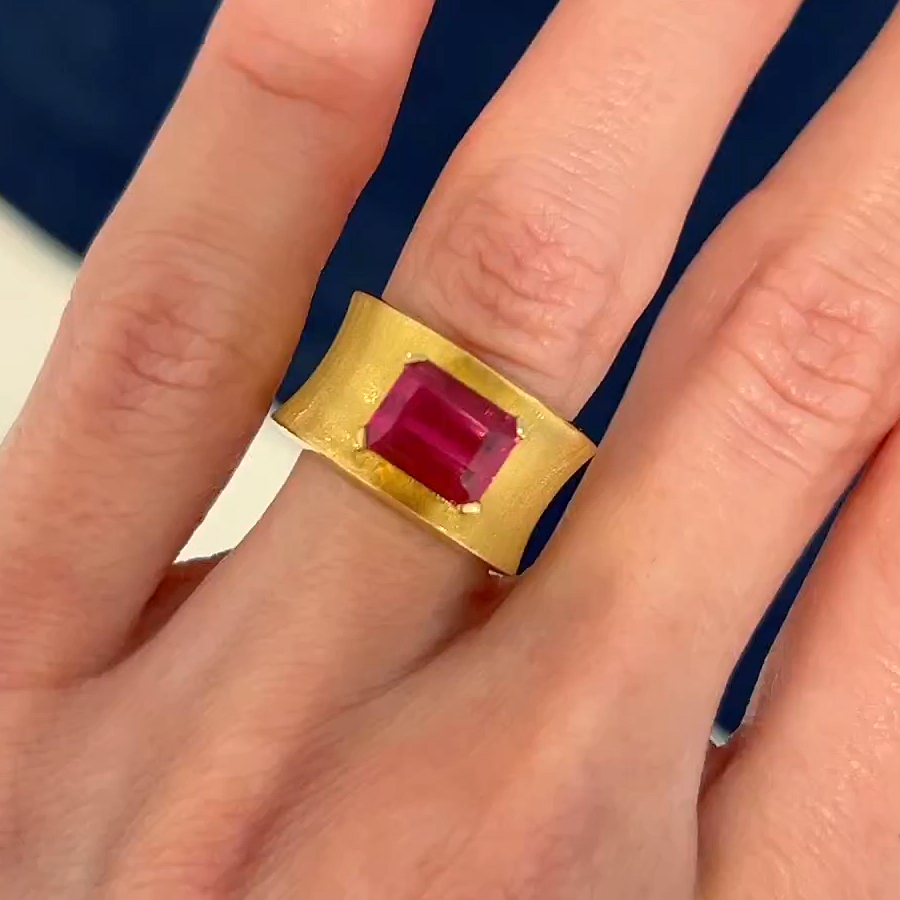 4ct Emerald Cut Ruby Sapphire Engagement Ring