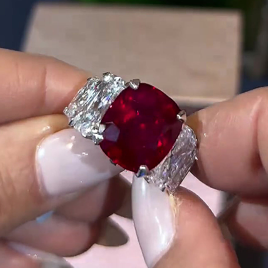 4ct Cushion Cut Ruby Sapphire Engagement Ring