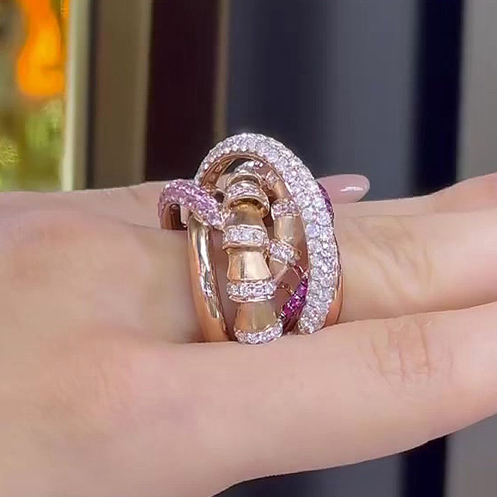 2.95ct Micro-paved Setting Round Cut Cocktail Ring