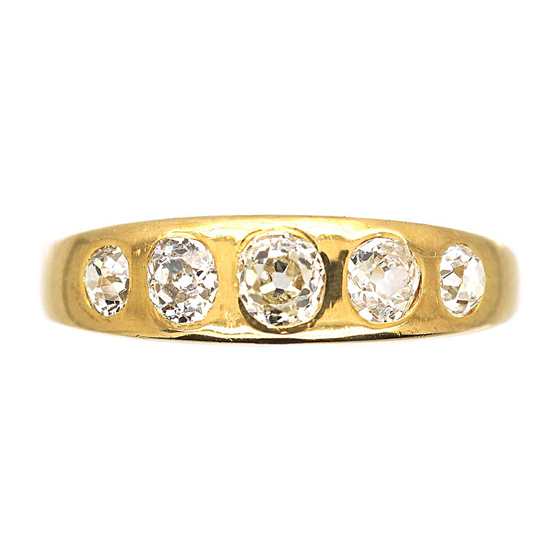 Graduated Old Mine Cut Diamond 5-Stone Band Ring