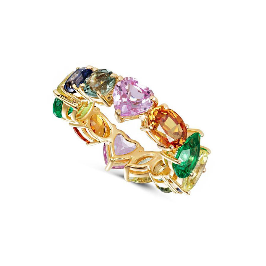 4.25ct Irregular Cut Rainbow Sapphire Eternity Ring