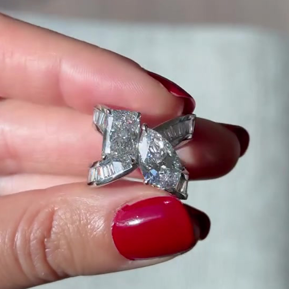 Radiant&Emerald&Pear Cut White Sapphire Band