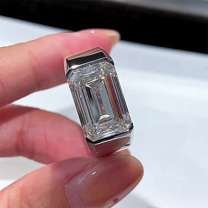 6ct Emerald Cut White Sapphire Men's Engagement Ring