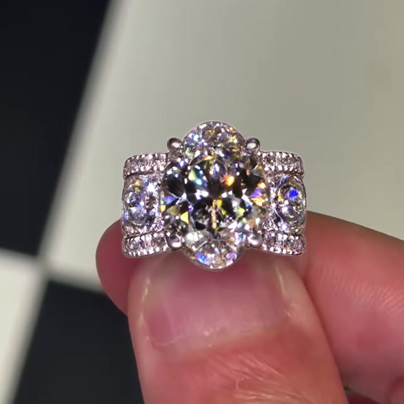 6ct Oval Cut White Sapphire Engagement Ring
