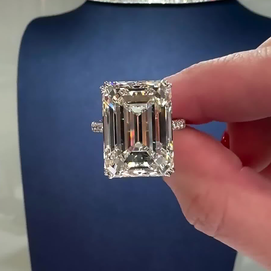 7ct Emerald Cut White Sapphire Engagement Ring