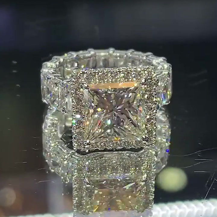 4ct Princess Cut White Sapphire Engagement Ring