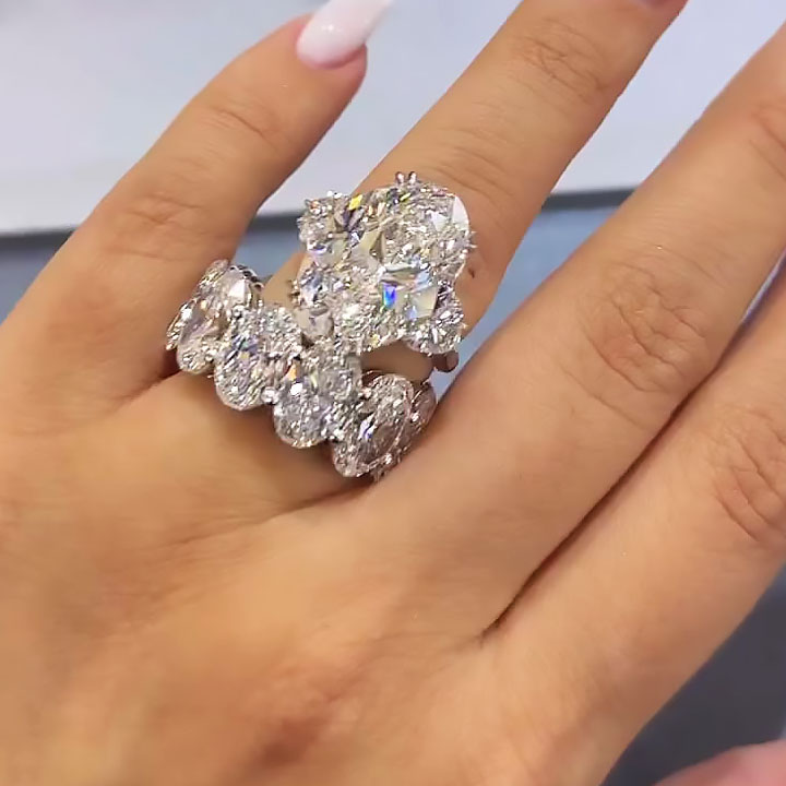 4ct Oval Cut White Sapphire Wedding Set