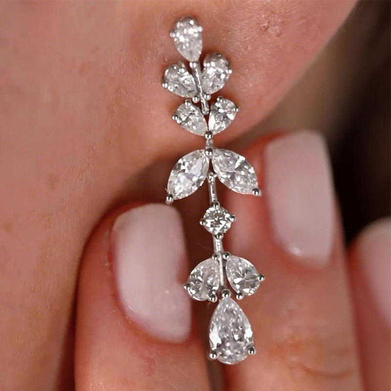 Round& Pear Cut White Sapphire Lariat Jewelry Set (3-Piece: Necklace + Bracelet + Earrings)