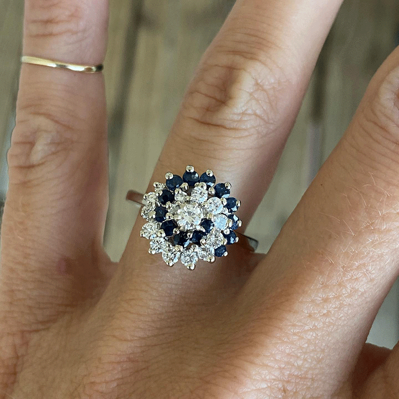 1.25ct Round Cut White Sapphire Flower Shape Halo Engagement Ring