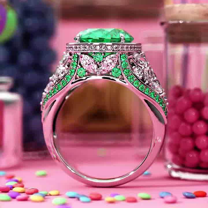 4ct Oval Cut Emerald Sapphire Engagement Ring